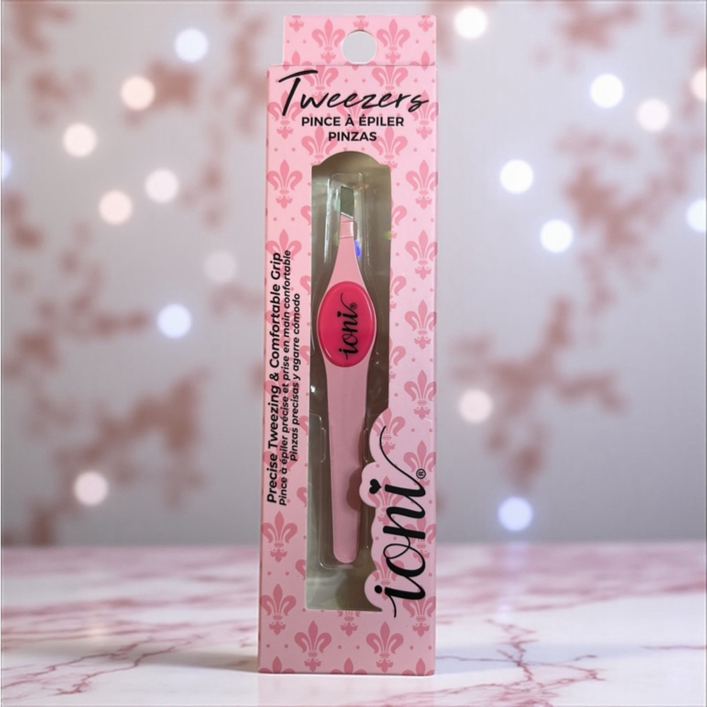 Ioni Pink Slant Tip Tweezers Precise Grip Eyebrow Hair Removal Tool NWT